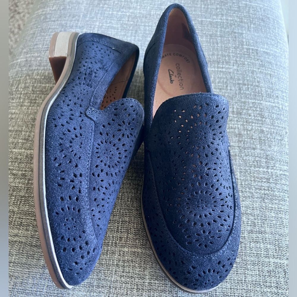 Clarks suede loafers